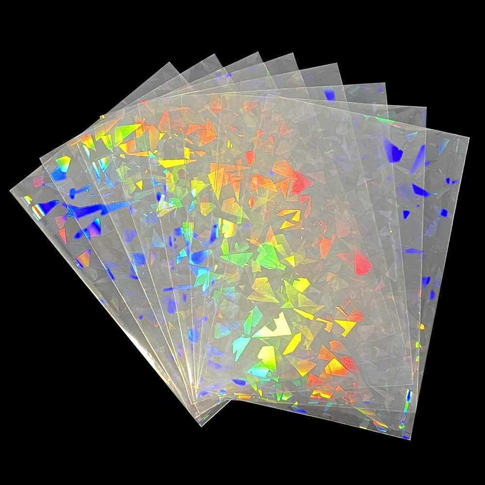 Black Lotus 100pcs Broken Glass Gemstone Laser Flashing Card Film Holographic Idol Photo Card Sleeves Ultra Super Card Protector (58x89mm)