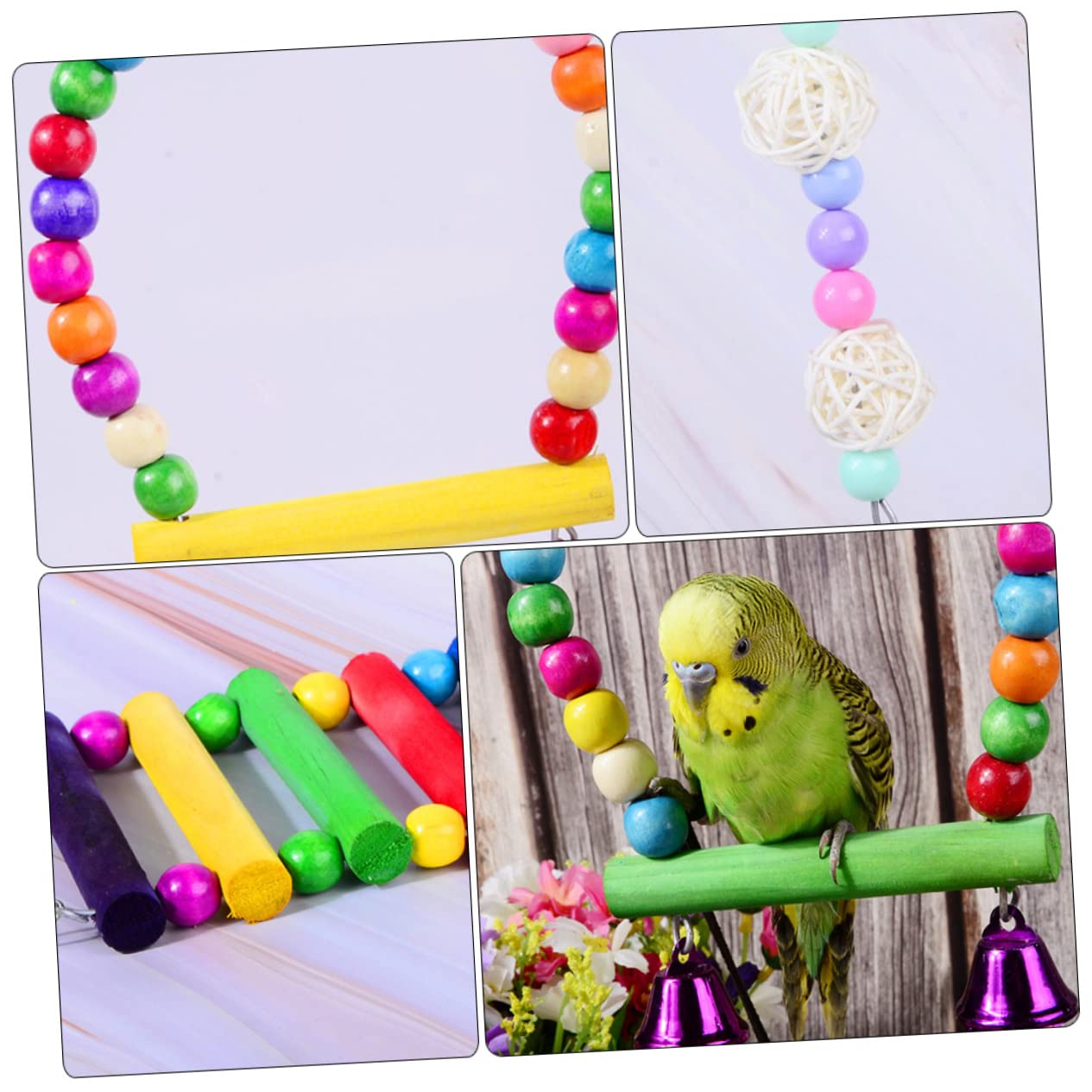 5 pièces Jouets à Mordre pour Perroquets Jouets pour Oiseaux Accessoires de Jeu Colorés pour Oiseaux à Mâcher