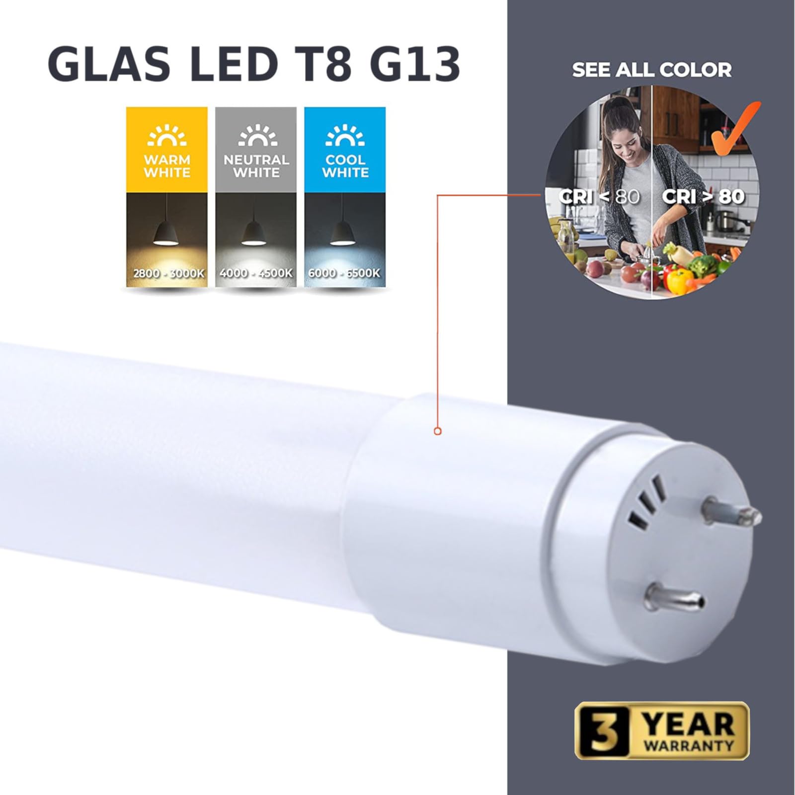 25er Pack PREMIUM LED Röhre T8 G13 120cm 18W Kaltweiß 6500K – 2880lm – 160 lm/W High Efficiency – Glasrohr – Flimmerfrei – Ersatz für Leuchtstoffröhre – inklusive Starter