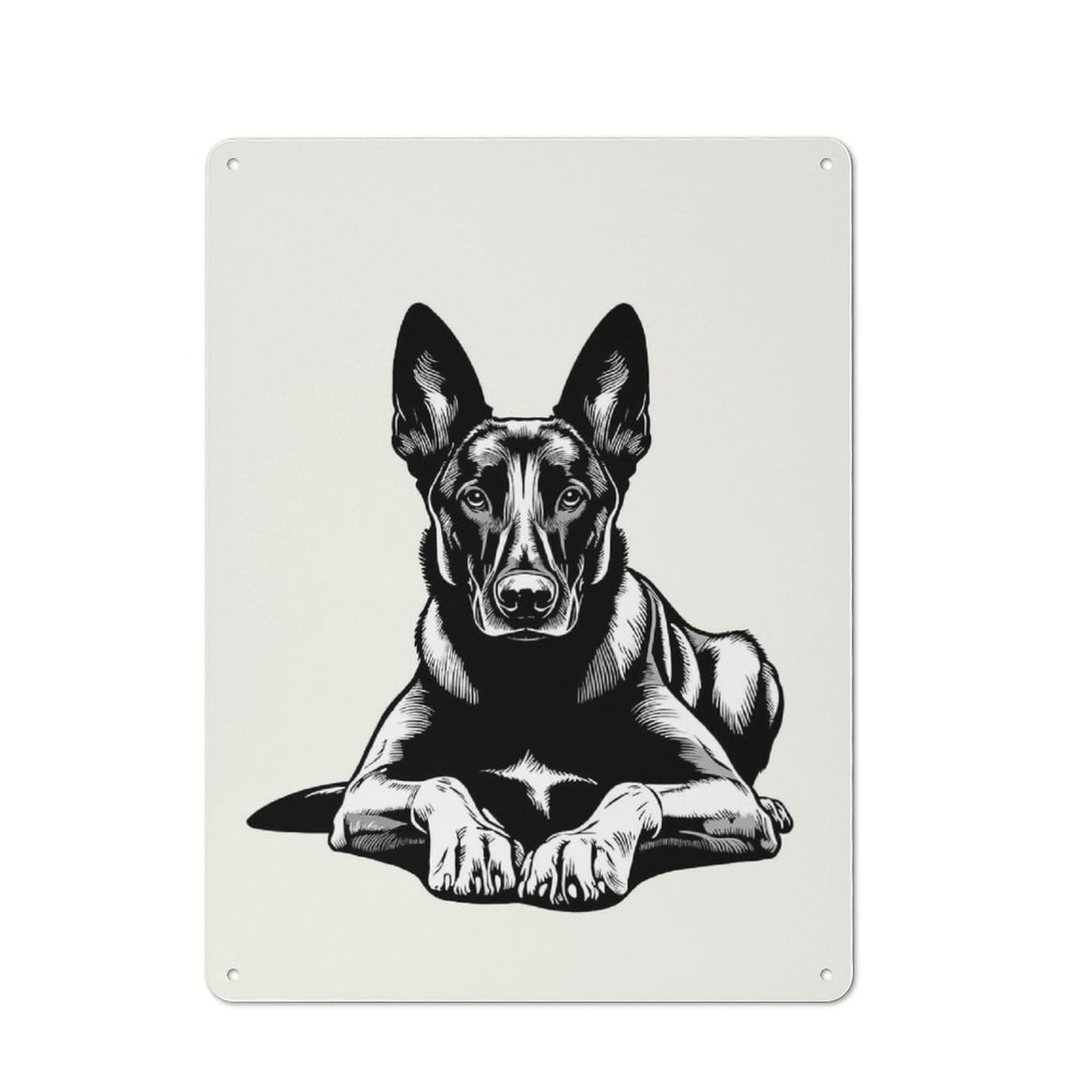 Junmoney Style Metal Wall Sign 40X30cm Featuring Belgian Malinois(2) For Pub Or Café, Housewarming Wall Decor For People Furnishing Pub And Café
