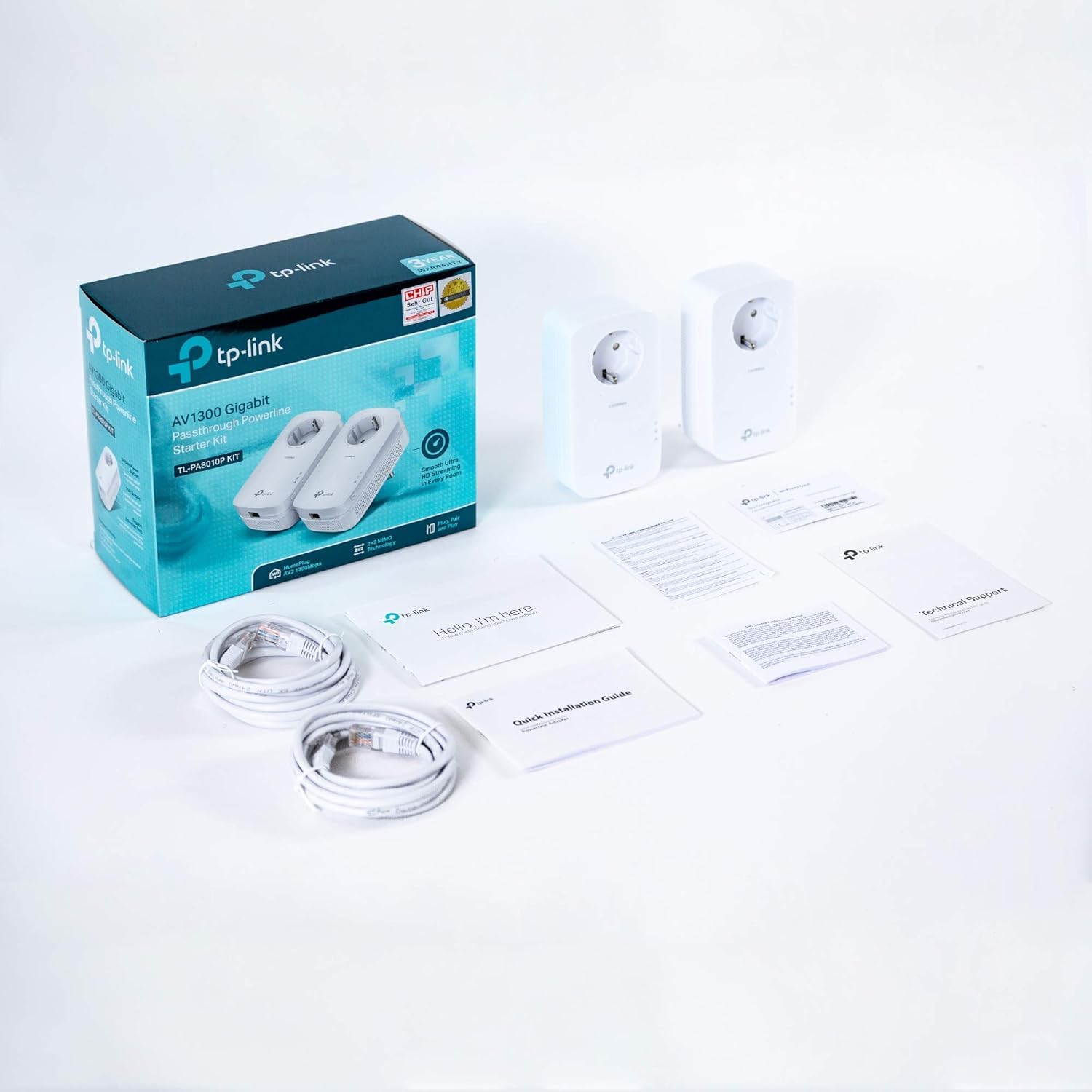 TP-Link CPL AV1300 TL-PA8010P KIT 1300 Mbps 1 Port Gigabit Prise Intégrée Pack de 2 Blanc
