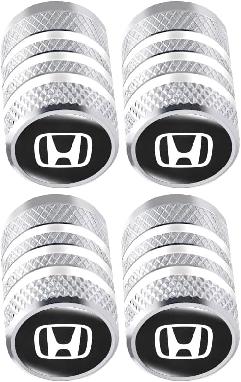 Wheel Tire Valve Stem Caps, 4 Piece Aluminum Alloy Metal Car Rim Air Valve Cover, Anti-Rust,Leak-Proof Seal,Waterproof (Silver) (Silver-H2)