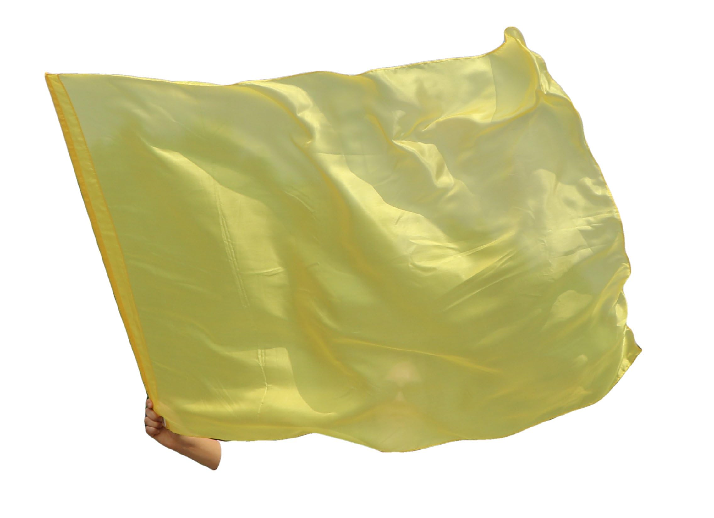 Winged Sirenny Lightweight Silk Dance Flag 130cm (50in) with Flexible Pole - Flowing Performance Silks for Festivals, Parades & Dance - Vibrant Hand-Painted (yellow)