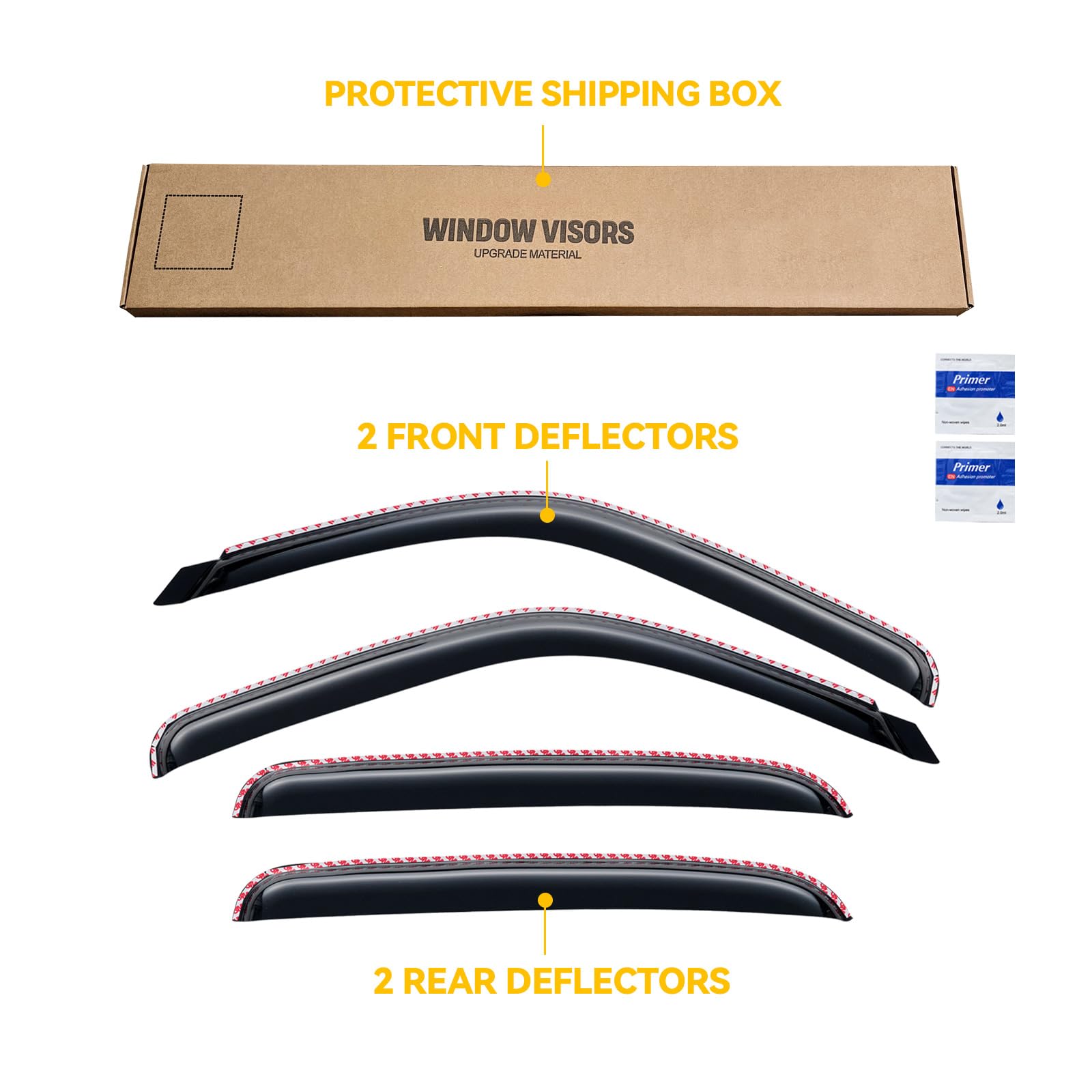 in-Channel Rain Guards for 2001-2007 Chevy Silverado & GMC Sierra 1500/2500/ 3500 Crew Cab, Window Visors Vent Deflector Shade Smoke for 02-06 Chevy Suburban/GMC Yukon XL/Escalade EXT/Avalanche — view 7