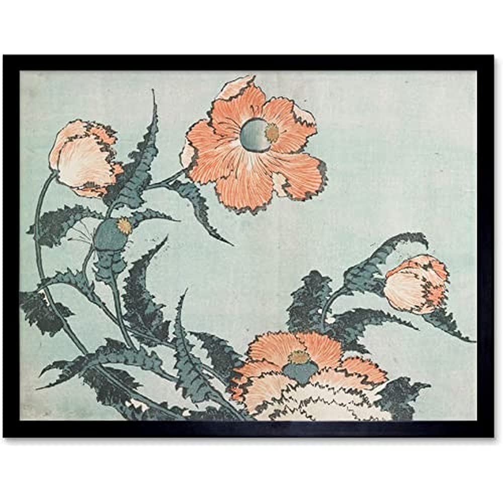 Poppies 1833 Katsushika Hokusai Unframed Wall Art Print Poster Home Decor Premium