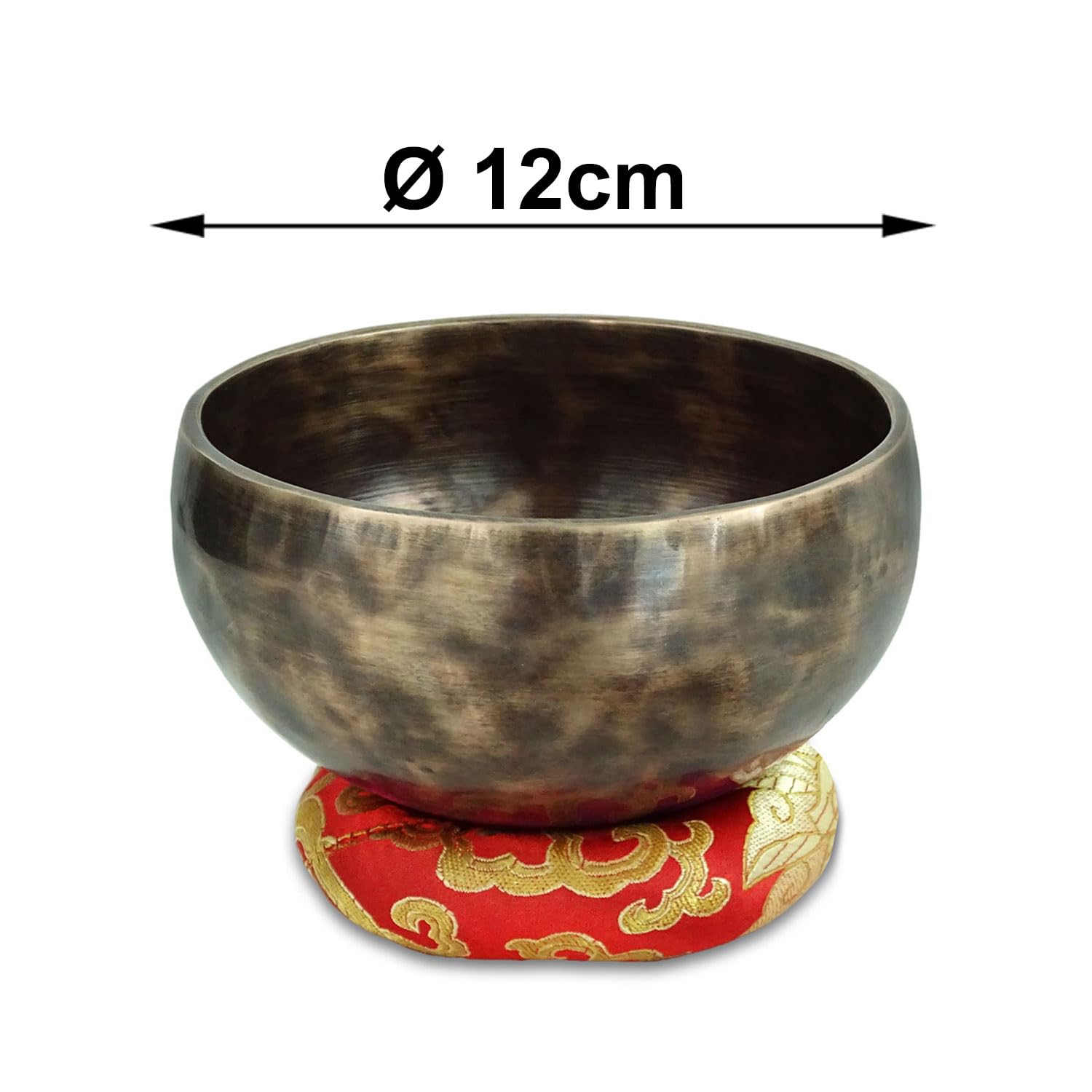 keepdrum Tybetańska misa dźwiękowa z brązu Singing Bowl 12 cm z tarką do misy dźwiękowej i podstawką