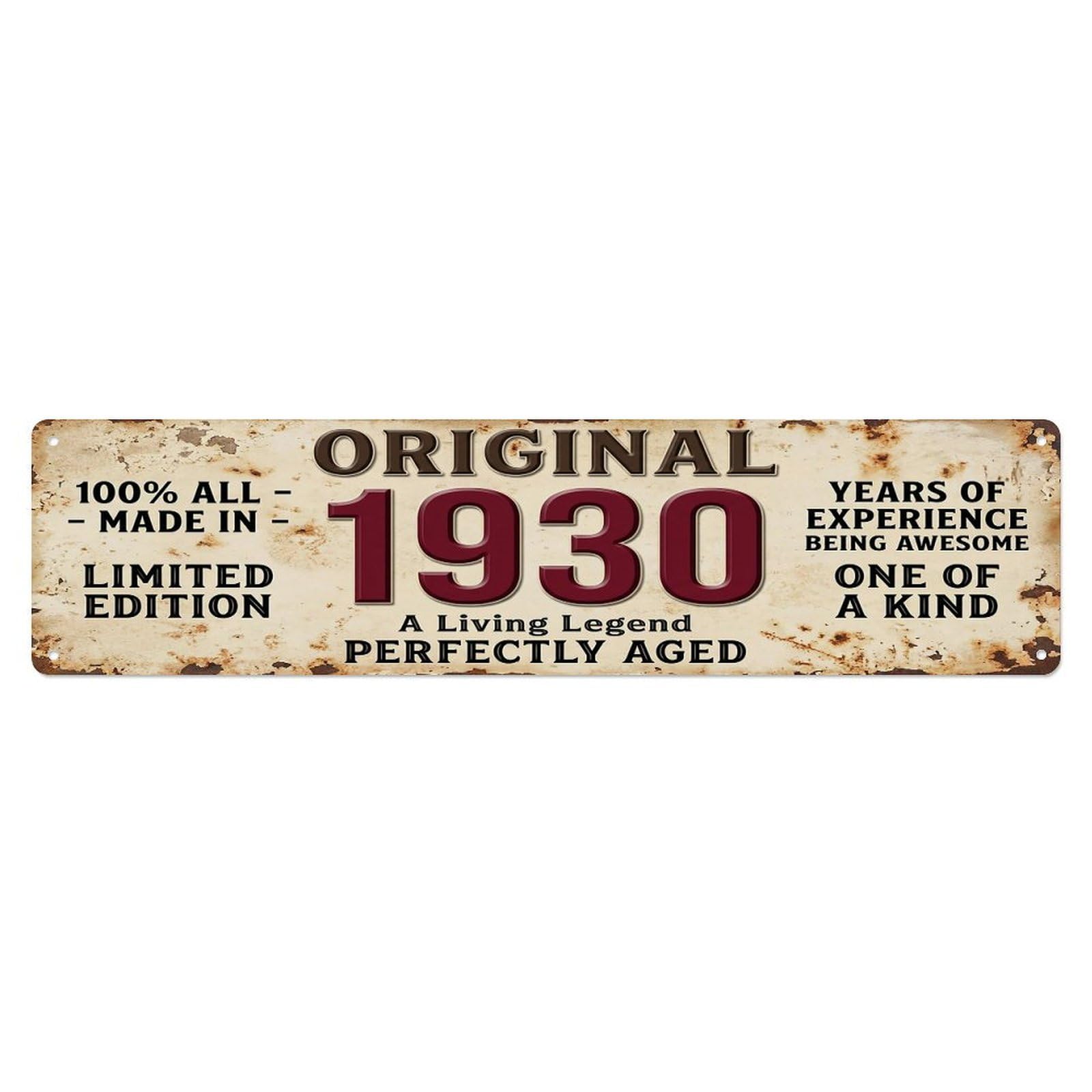 Original 1930 Limited Edition Perfectly Aged Legend Metal Tin Sign