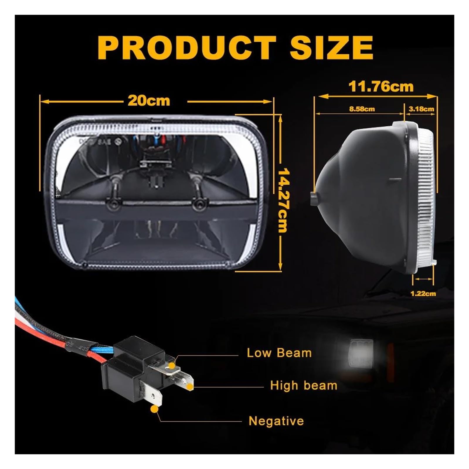 Faro Principale Auto Fari Quadrati Da 5X7 Pollici Lampada Auto A LED Fuoristrada Per Jeep Per Cherokee XJ Per Wrangler YJ Fascio Alto/basso Faro Quadrato A Led Per Auto Fanali Anteriori ( Size : 1 pz
