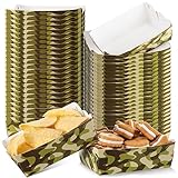 48 Packs Camo Party Supplies Disposable Food Trays Camouflage Party Favor Disposable Paper Food Serving Tray Birthday Party Decorations for Taco, Nacho, Crawfish (Camo)