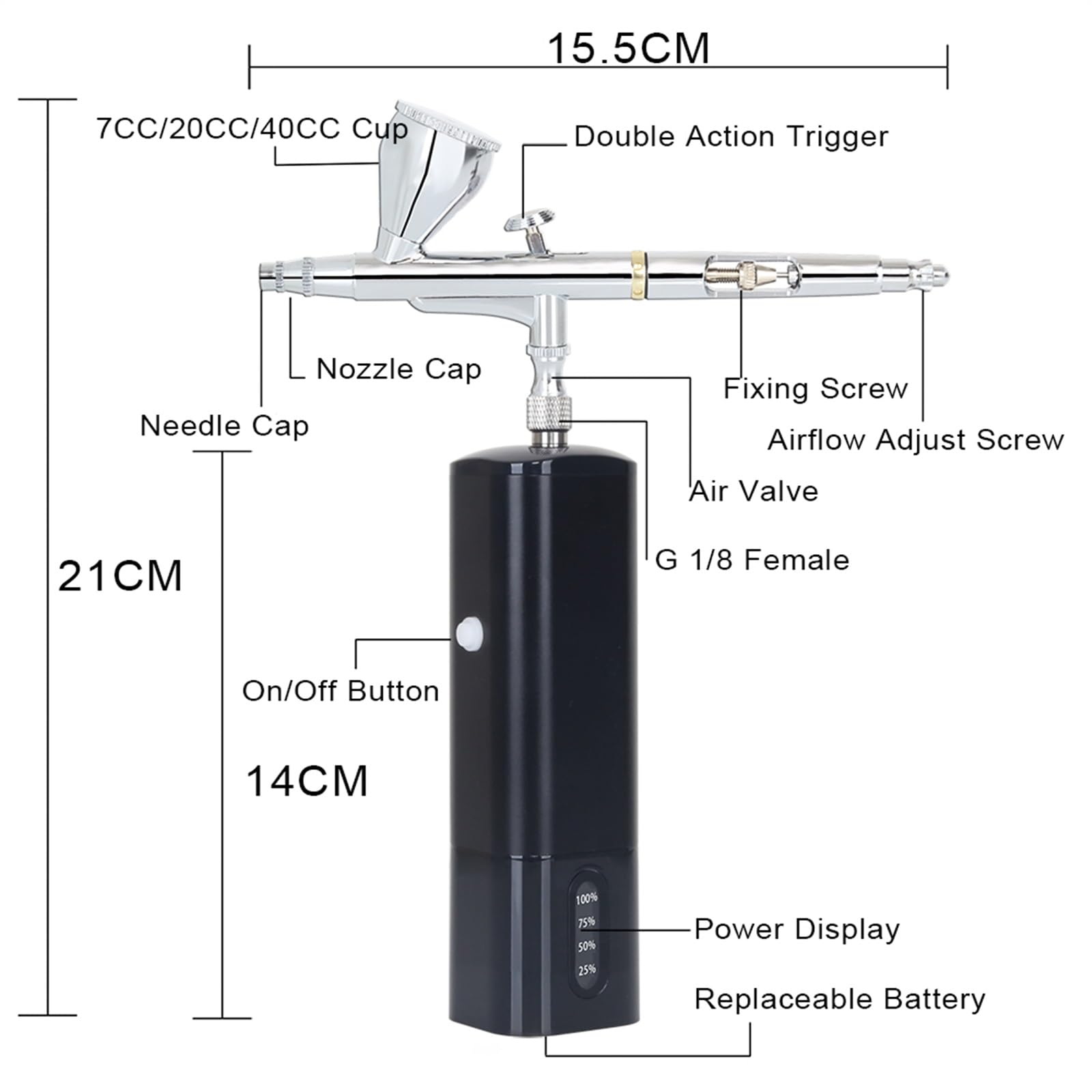 Łącznik do smarownicy Złącze pistoletu smarowego Pistolet sprężarki aerografu wysokociśnieniowego z wyświetlaczem mocy do dekoracji ciasta modelarskiego(E)