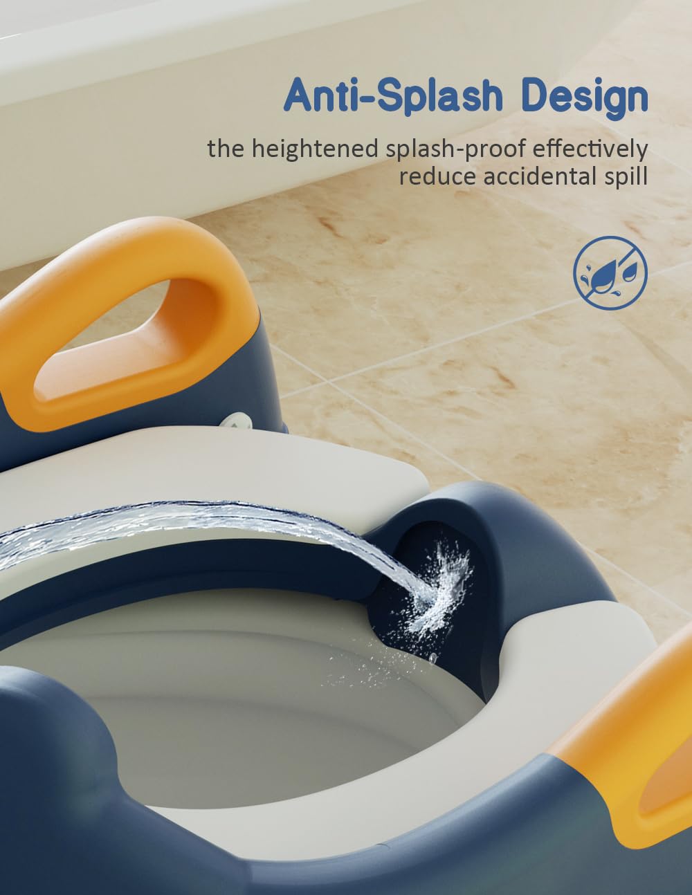 Asiento de entrenamiento para orinal, inodoro de entrenamiento para niños pequeños, asiento de inodoro 2 en 1 con escalones, protector contra salpicaduras y almohadilla antideslizante, asiento suave