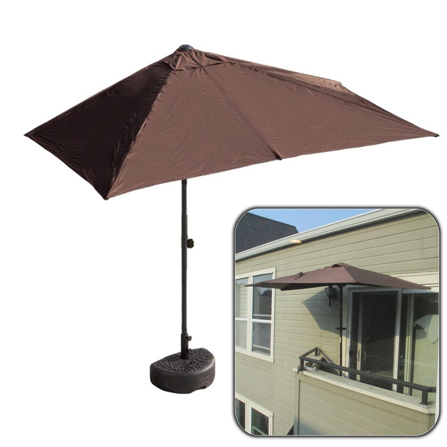 Mezzo Ombrellone Da Parete 230x130 Cm | Struttura Alluminio Con Base Inclusa | Per Giardino E Terrazzo - Foto 6