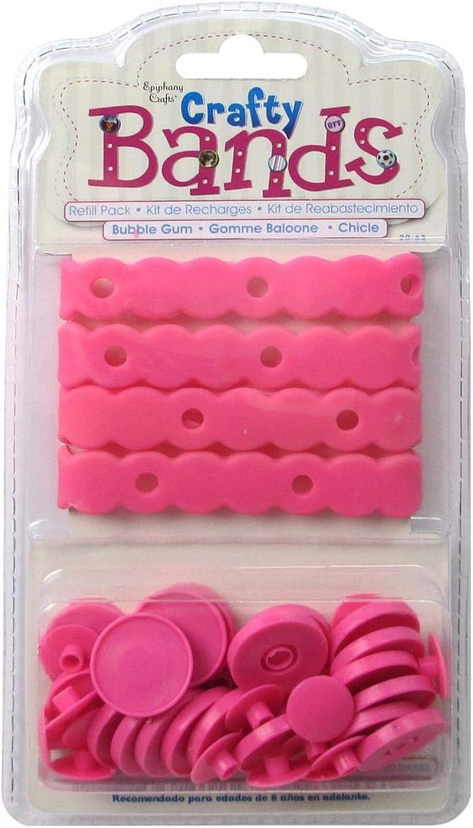 Crafty Bands Refill: 4 Crafty Bands/20 Crafty Snaps Settings-Bubble Gum