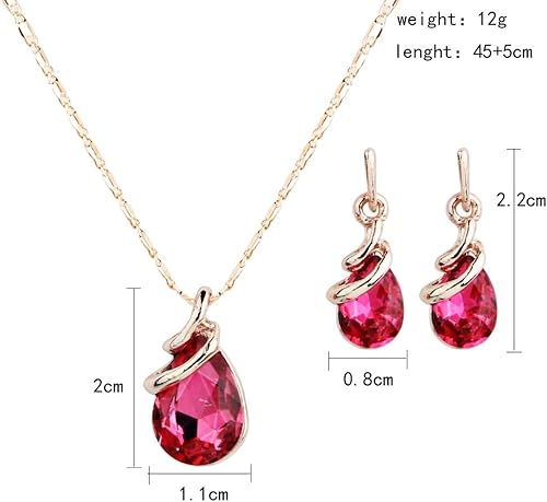 Miniatura 5 de COLORFUL BLING Rosa oro lágrima infinito colgante collar colgante pendiente nupcial perla conjuntos de joyas