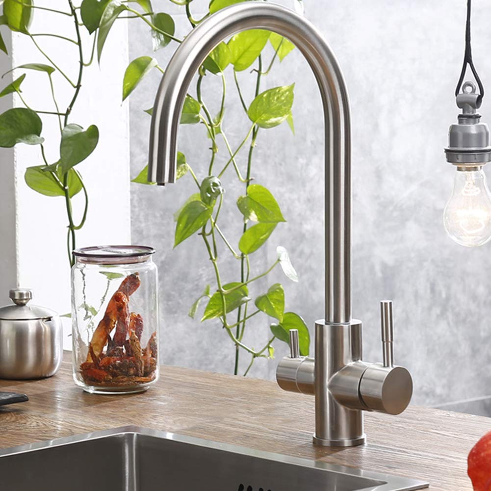 WIQUYBML Drinking Water Faucet 3 Way Filter Purifier Kitchen Faucets for Sinks Taps 304 Stainless Steel Brushed Tap