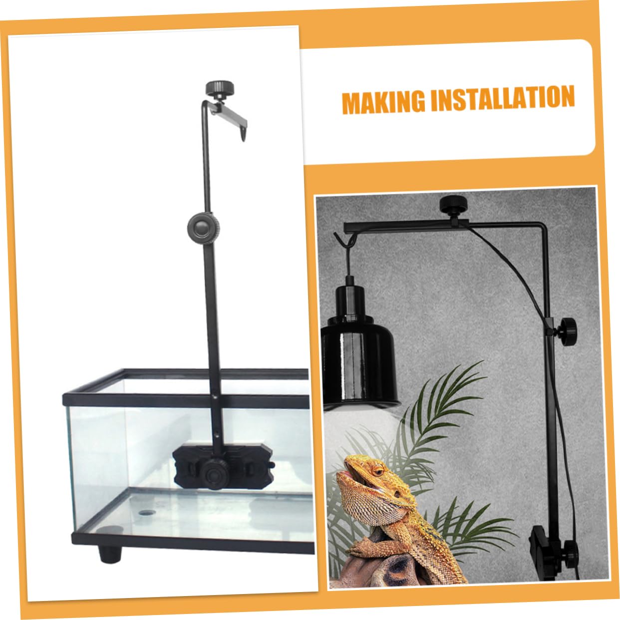 GANAZONO Support De Lampe pour Reptiles Support Ajustable pour Lampes De Chauffage pour Aquariums Et Terrariums Compatible avec Tortues Et Reptiles