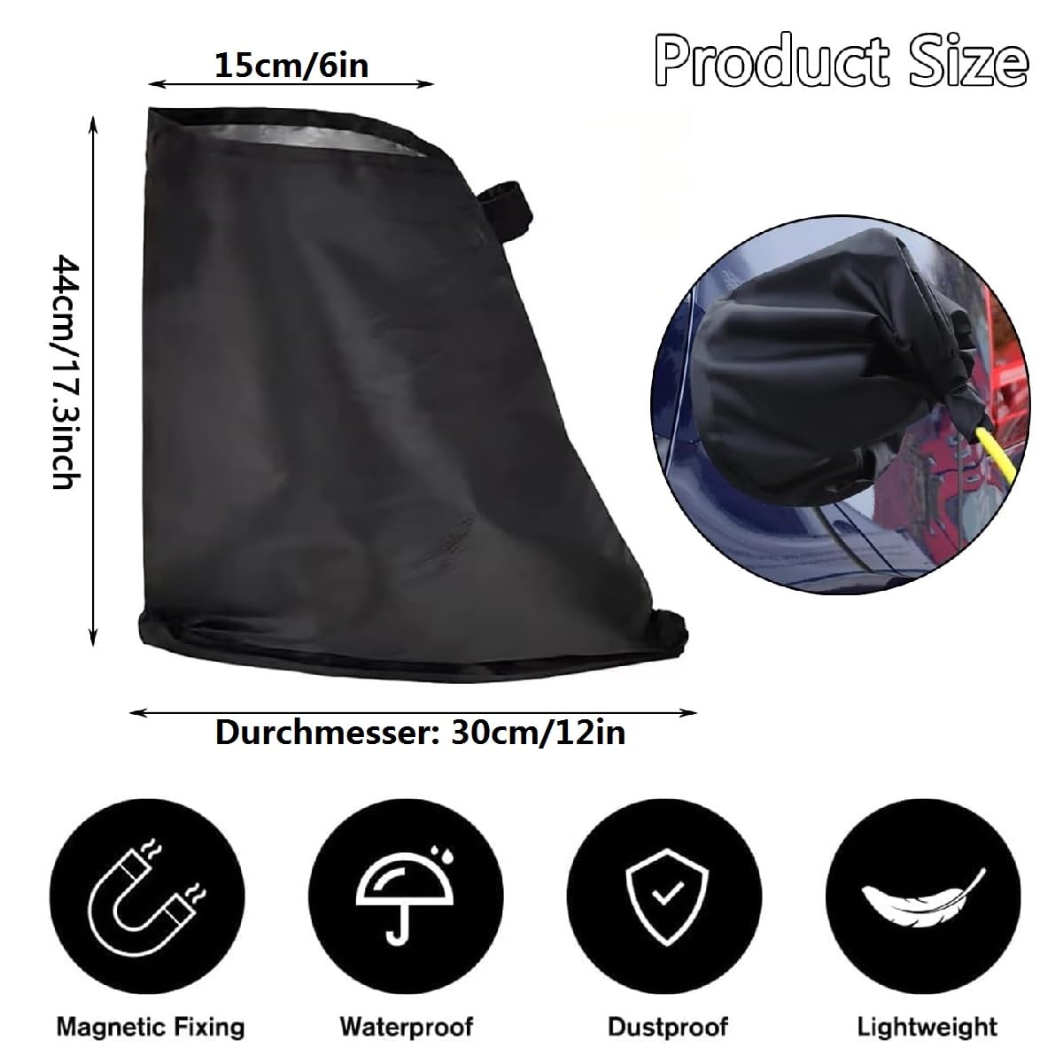 Copertura Impermeabile Per Connettore Caricatore EV – Con Magneti – Adatta A Auto Elettriche – 65x45 Cm - 4