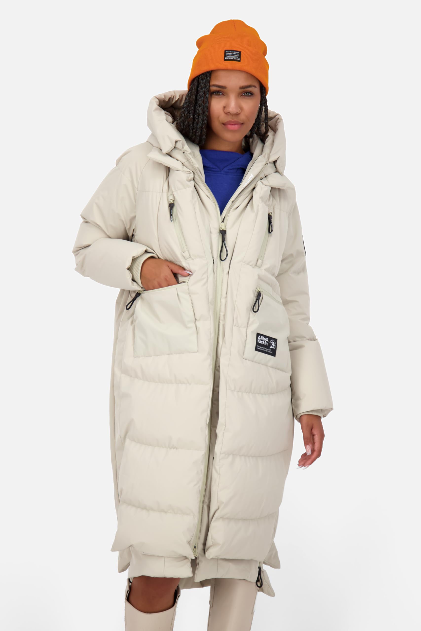 ALIFE and Kickin RihannaAK A Puffer Coat Damen Wintermantel Steppmantel Lange Winterjacke für Kalte Tage Mantel für Herbst & Winter Perfekt für Freizeit & Alltag Pumice XL