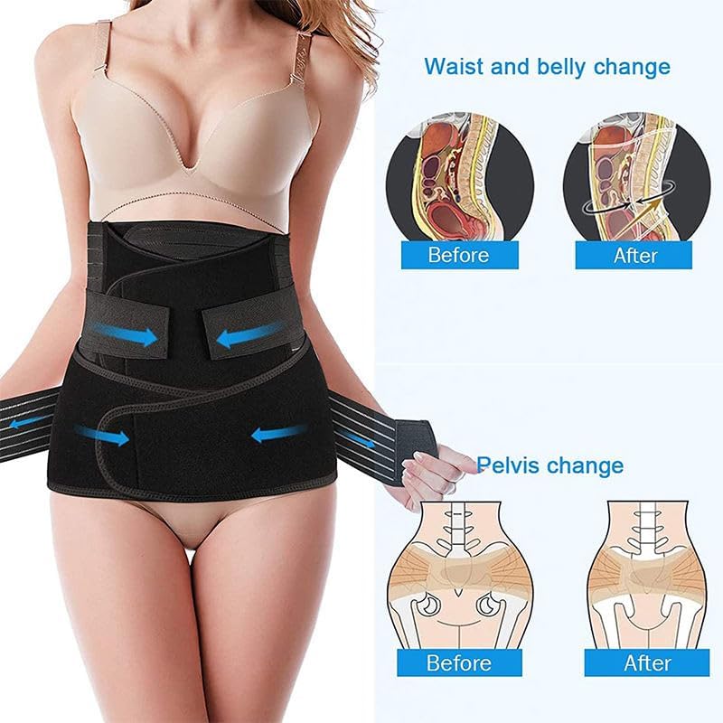 Image of Tummy Control Wrap for Women | Adjustable Waist Trainer Abdominal Support Belt | Body Shaper | Slimming Belly Wrap for Postpartum | Waist Cincher Shapewear Black