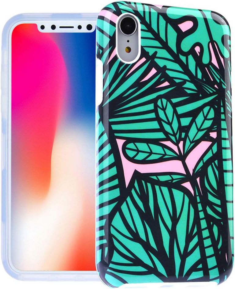 Dimaka Case for iPhone XR, Green Leaver Floral Flowers Pattern iPhone XR Case,Resistance to Drop Protective Case(127, iPhone XR)