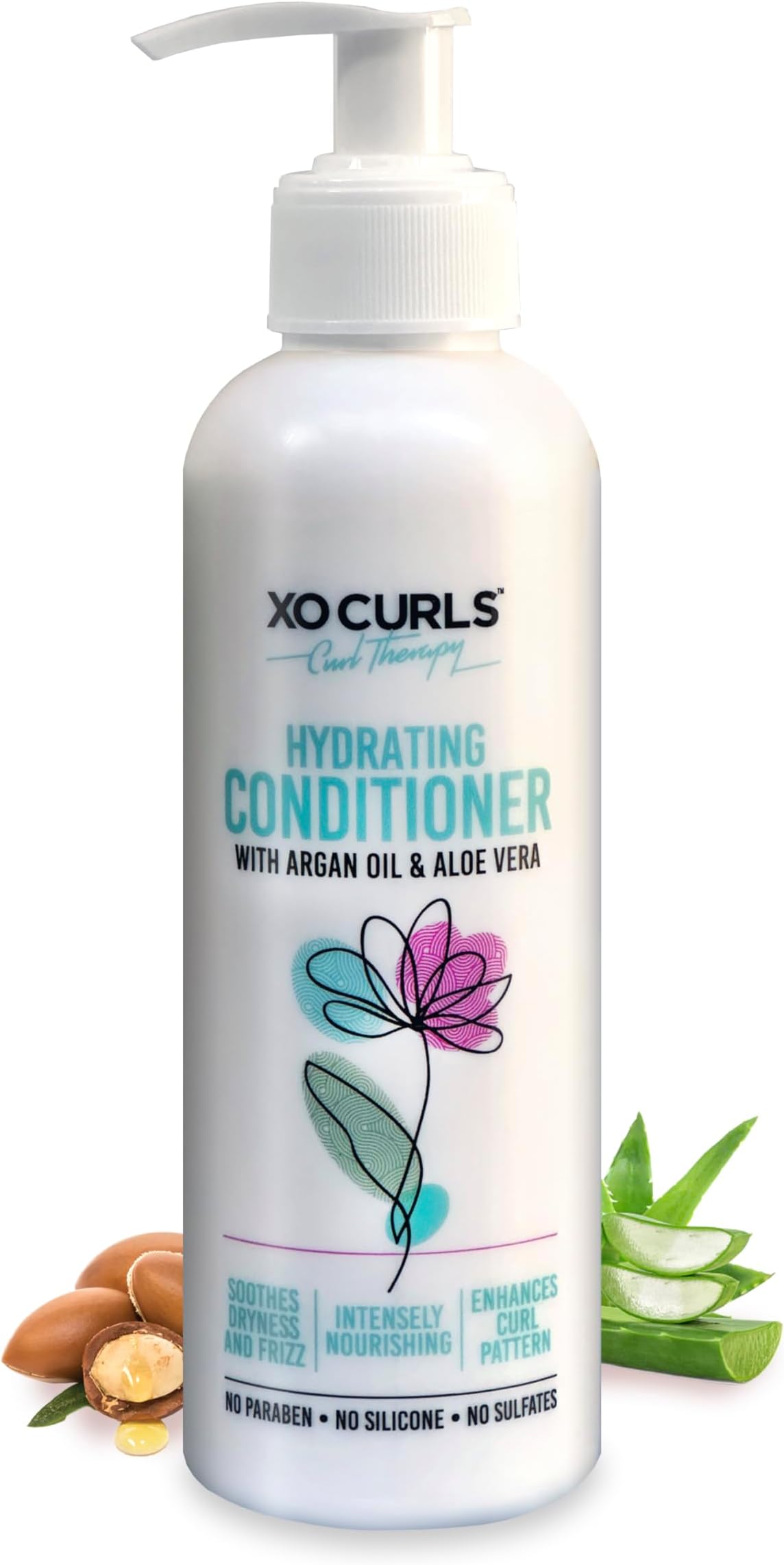Hydrating Conditioner for Curly, Wavy & Frizzy Hair – Enriched with Argan Oil & Flaxseed – CG Friendly, Silicone-Free, Deep Conditioning for Soft & Defined Curls (250ml)