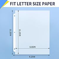 Vista 2 de SUNEE Protectores de hojas 50 paquetes para carpeta de 3 anillos, fundas de plástico transparente de 8.5 x 11 pulgadas para papel, documentos