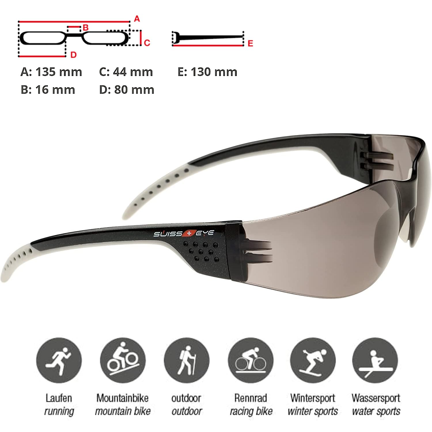 SWISSEYE Outbreak Luzzone Sportbrille (100% UVA-, UVB- und UVC-Schutz, minimales Gewicht, splitterfreies Fassungsmaterial)