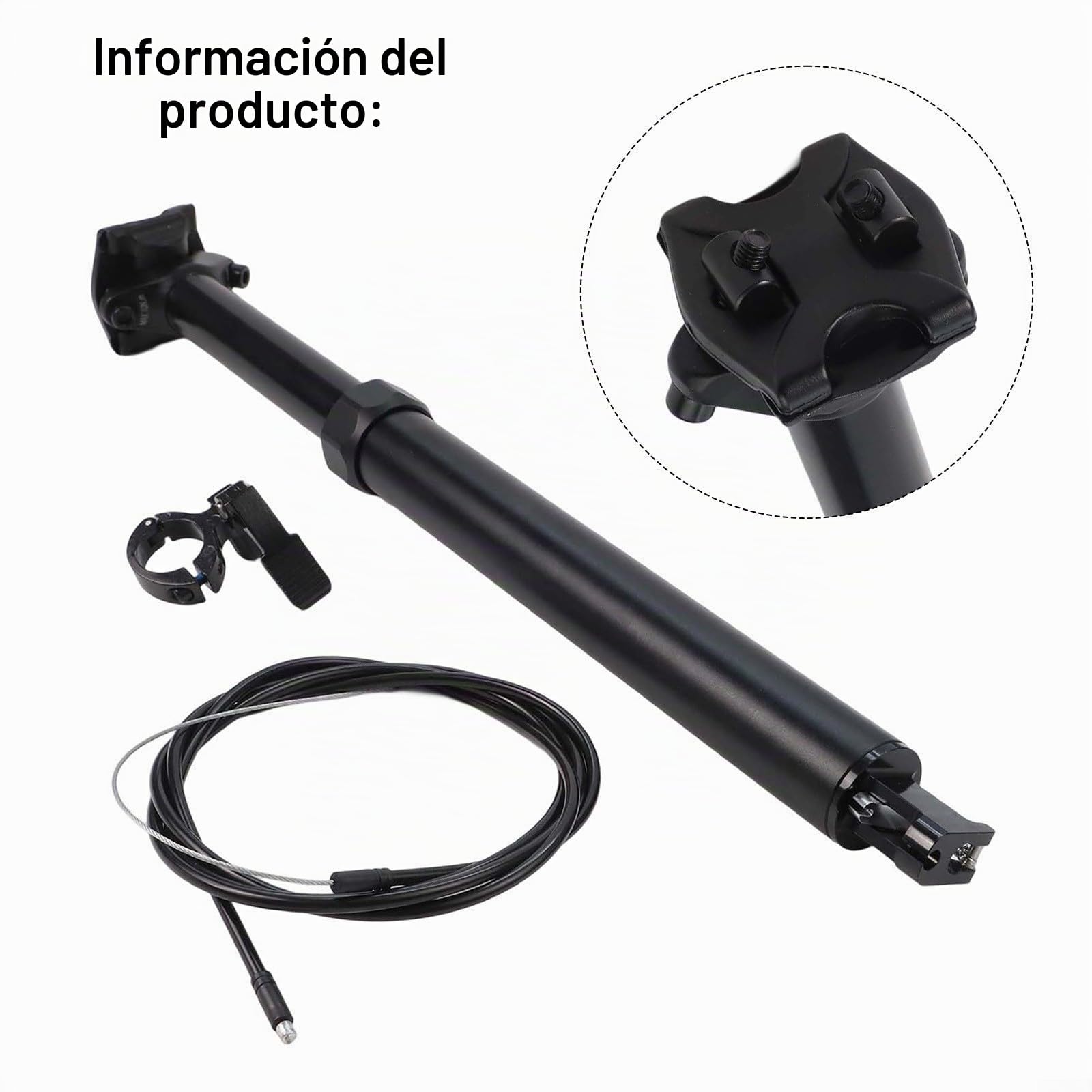 Tija de sillín telescópica de aleación de aluminio de 30,9 mm con enrutamiento de cable interno, para bicicleta de montaña, poste de suspensión ligero con control remoto, para estabilidad de