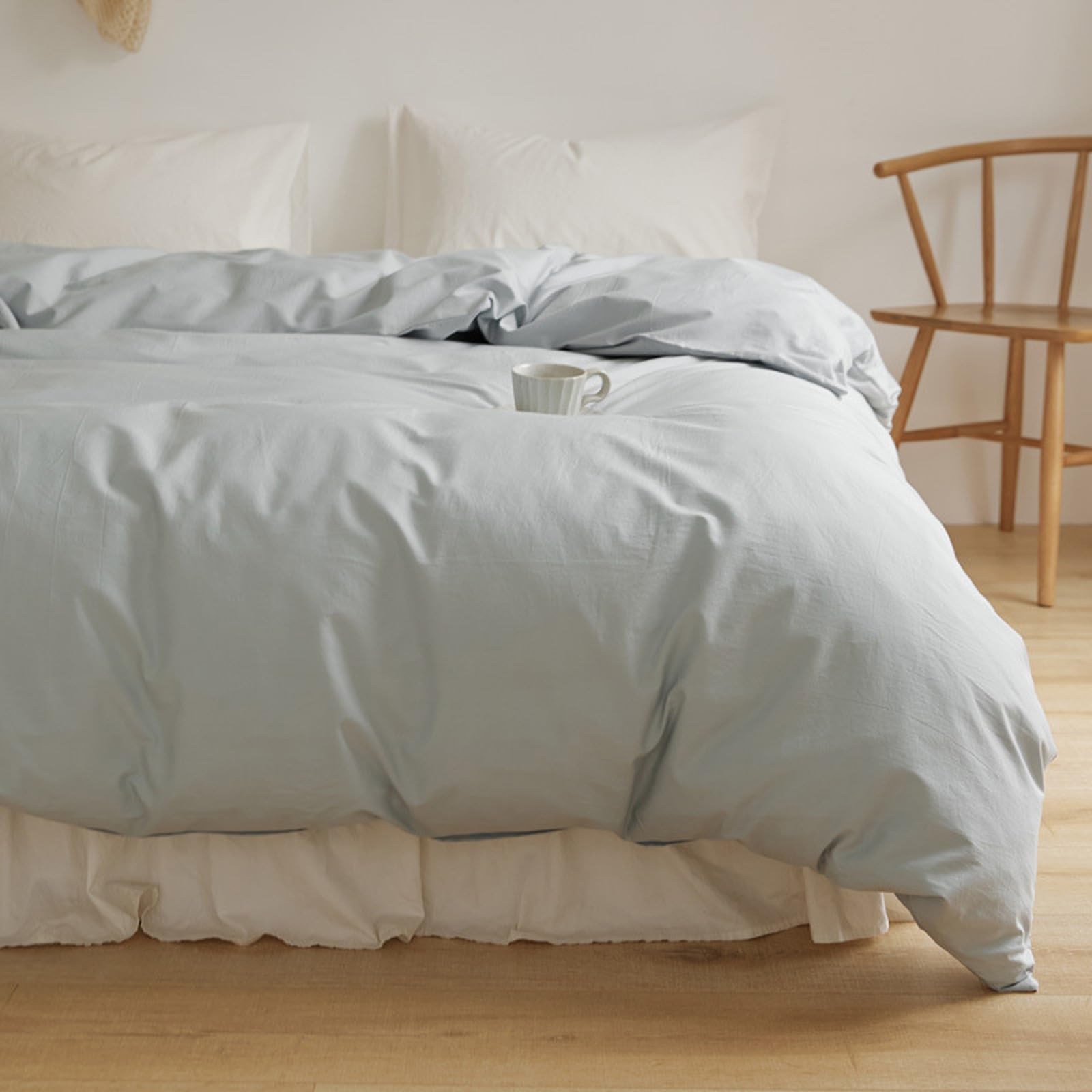 Housse de couette 150x200 cm facile à enfiler avec fermeture éclair gris
