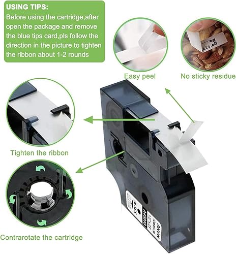 Miniatura 7 de 3-Pack Label Maker Tape Compatible with DYMO D1 Label Tape 45013 S0720530 Replace for D1 A45013 Refills, Black on White, 1/2 In x 23Ft, for Dymo