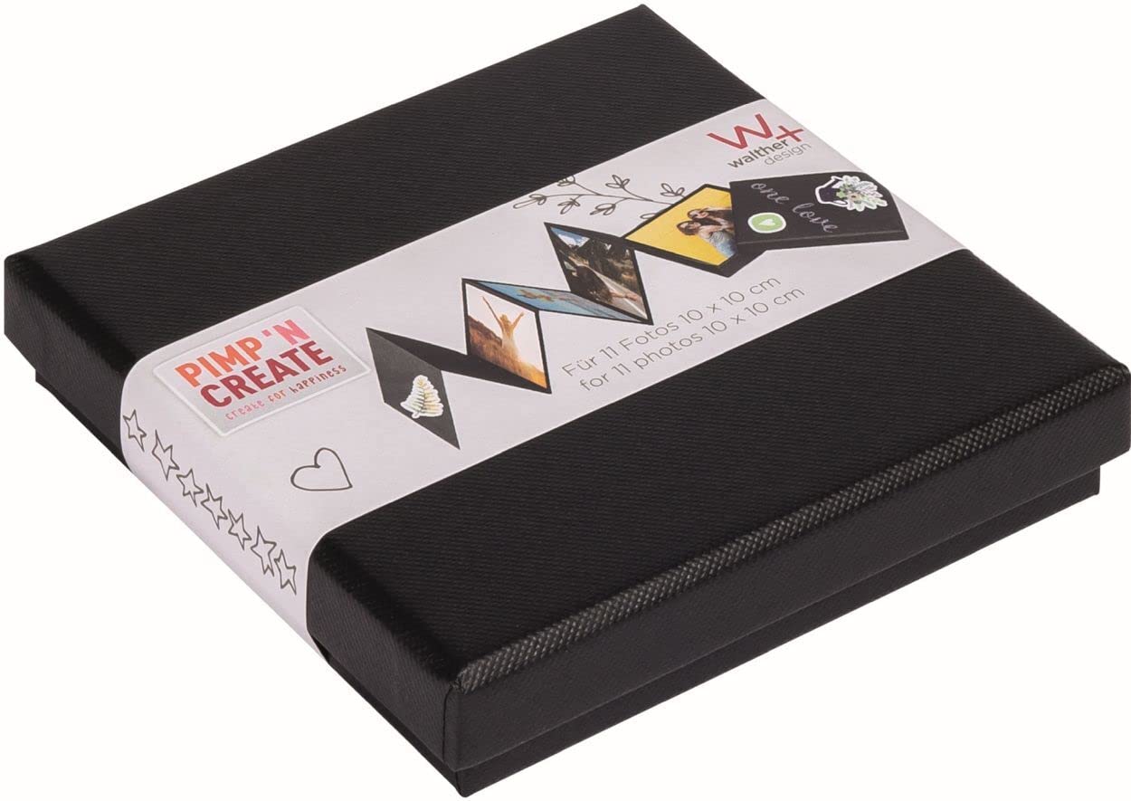 walther Design Leporello Photo Box Black 10 x 10 cm DIY, AND CREATE FB-099-B