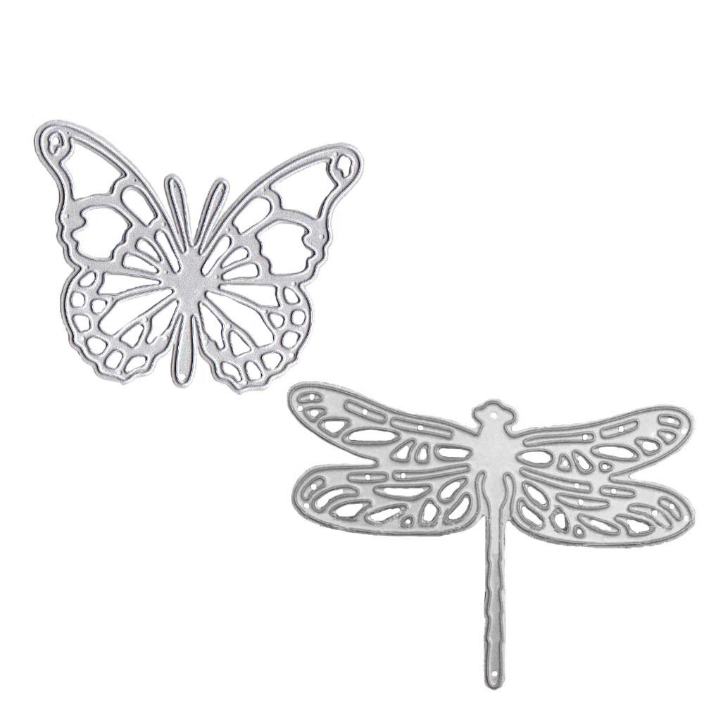Comidox Butterfly Dragonfly Cutting Dies Stencils DIY Scrapbooking Decor Embossing Album Post Card Making Paper Craft 2Pcs