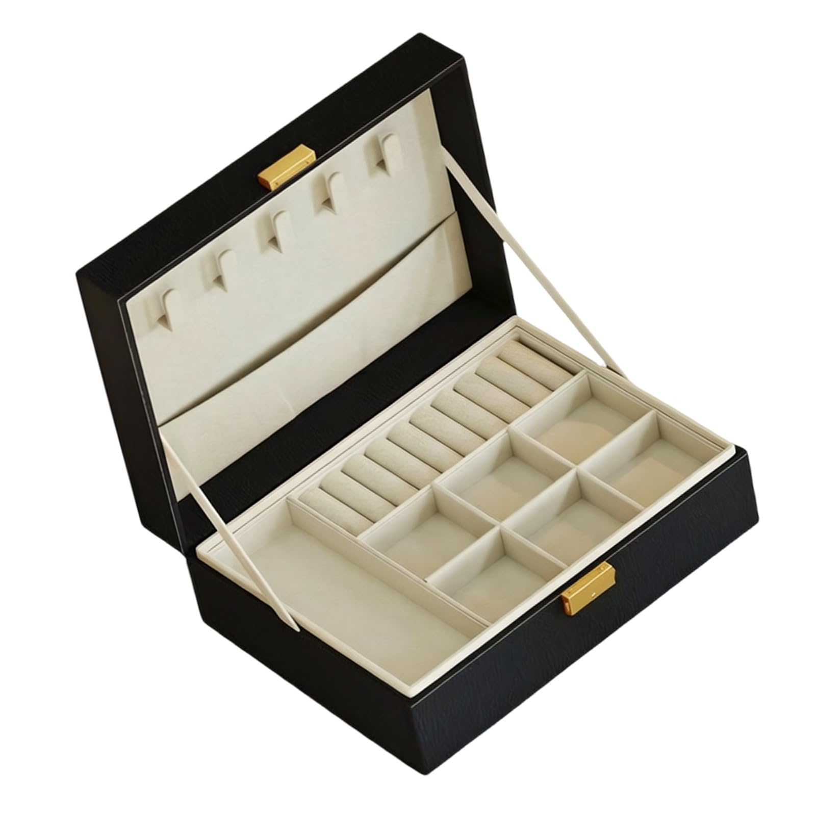 KAHDGSS Artistic Leather Jewelry Storage Box with Dedicated Sections for Different Accessories Sturdy and Stylish Retro Jewelry Organizers