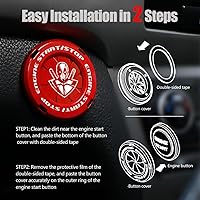 Vista 87 de Tybasthe Cubierta giratoria para botón de oprimir arranque y apagado de motor de automóvil, calcomanía de Batman, decoración interior, cubierta
