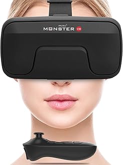 Irusu Monster VR headset with Remote Controller and Conductive Touch Button (Black)