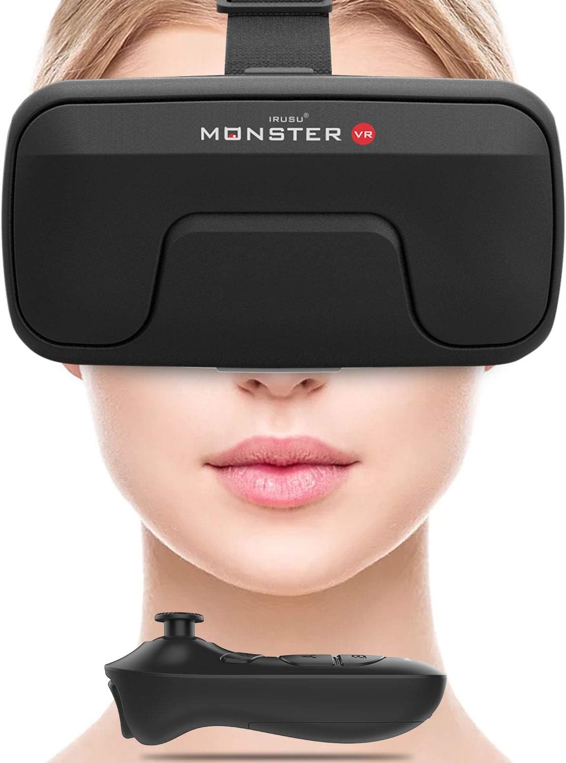 Irusu Monster VR headset with Remote Controller and Conductive Touch Button (Black)