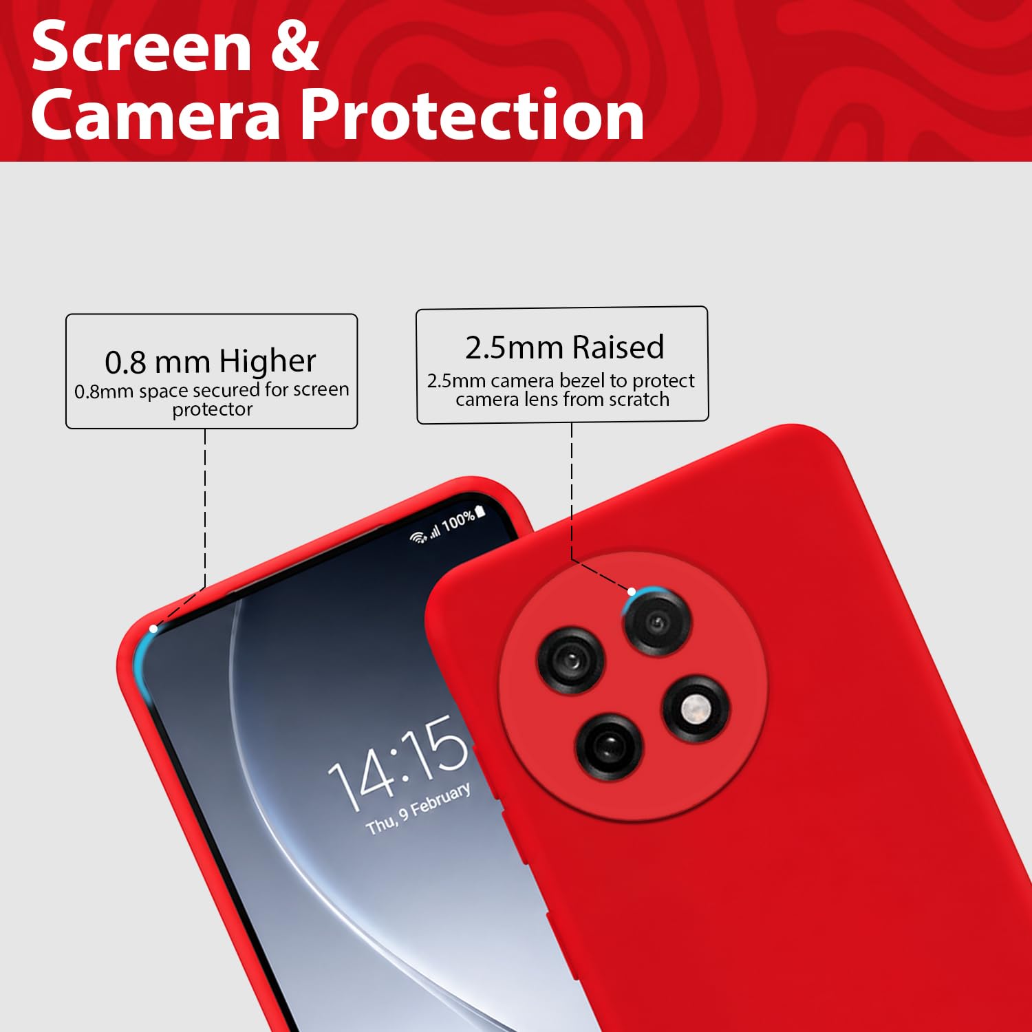 OnePlus 13R 5G Silicone Case - Red -3