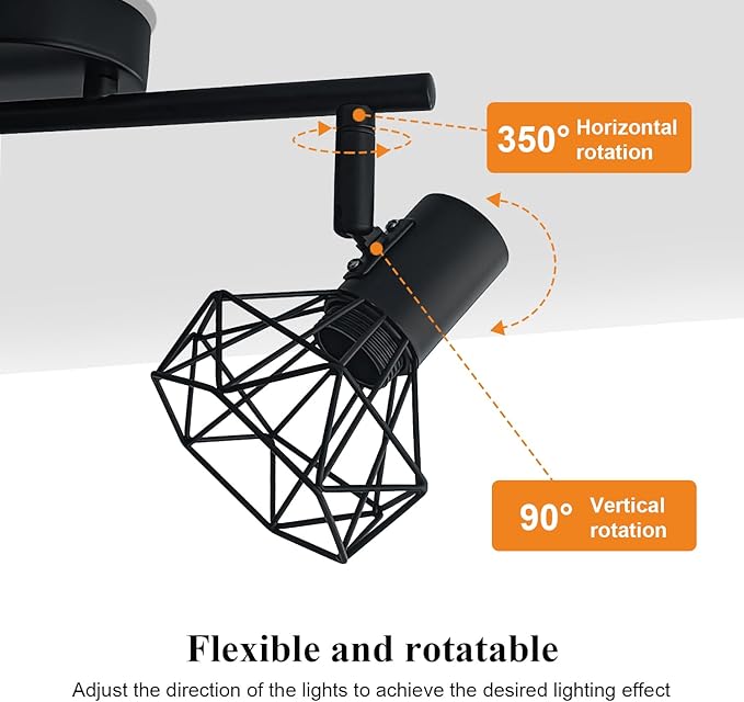Sweier Plafondlamp, E14 draaibare wandlamp, industriële spotlight (zonder lamp), keuken, plafond, vintage kroonluchter, (zonder lamp), voor keuken, hal, woonkamer, slaapkamer photo 2