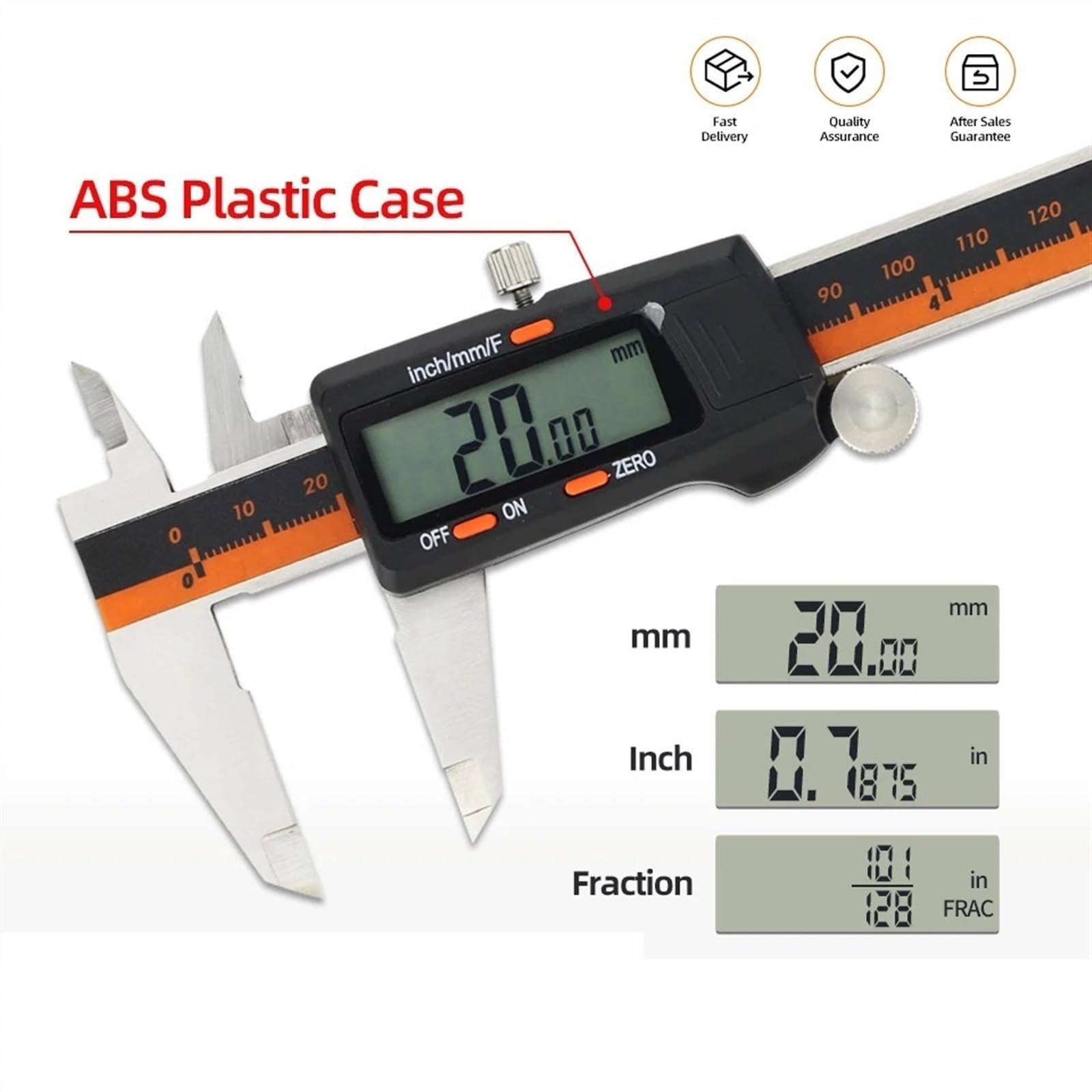 Calibrador De Metal De Fracción, Paquímetro Digital, Calibradores Vernier, Herramientas De Medición, Paquímetro Profesional Y Digital, Regla Electrónica (Size : Box Fraction Caliper)