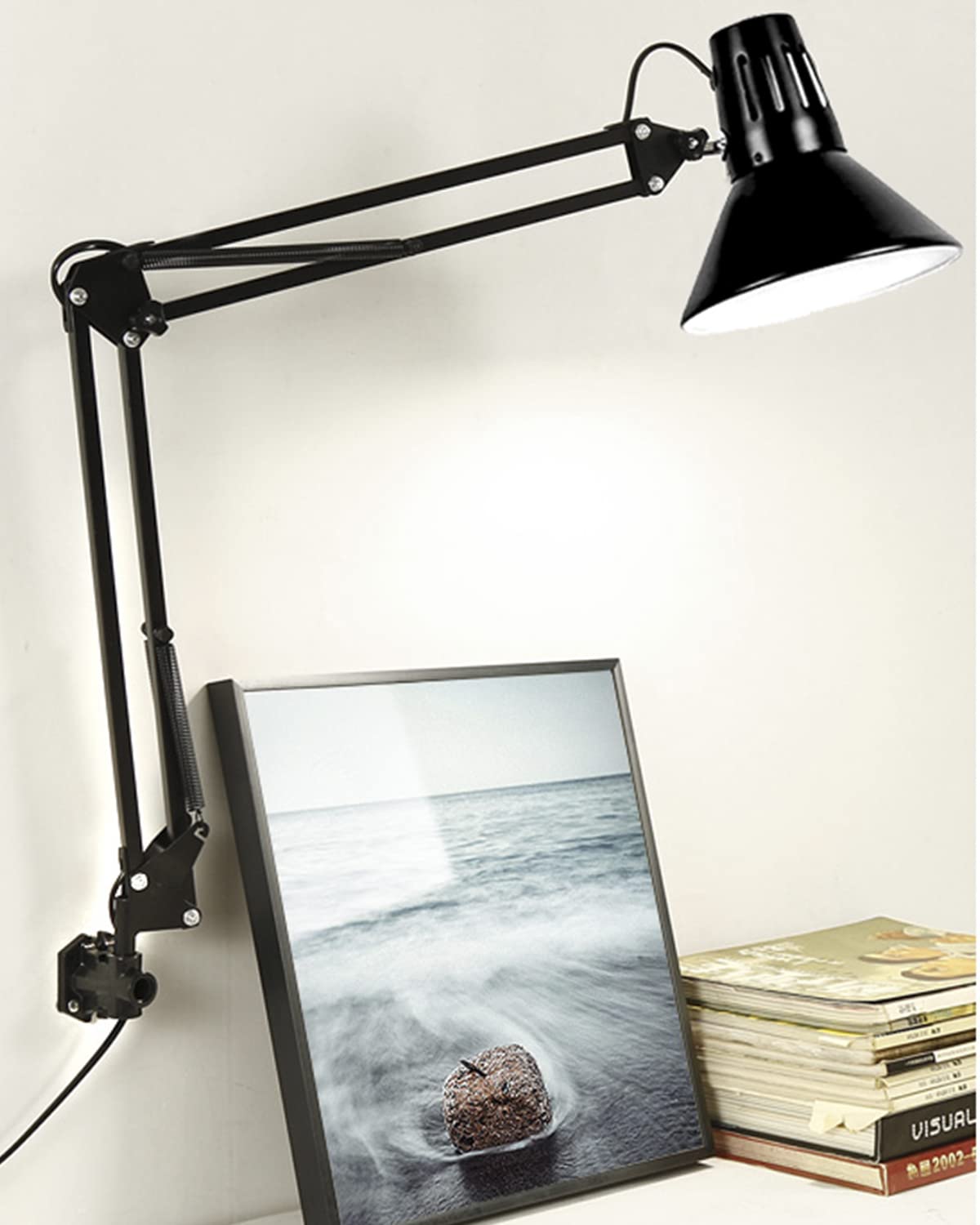Lampada da scrivania, lampada da tavolo con braccio oscillante in metallo, luce a clip, portalampada E27, lampada classica da architetto, lampada da scrivania regolabile per ufficio, lettura