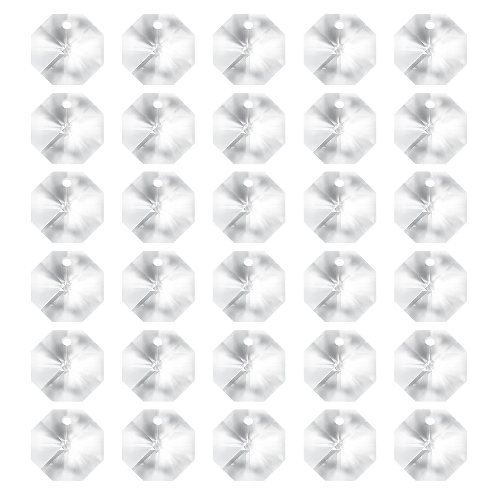 PATIKIL 30 Pezzi Pendenti In Cristallo, 14mm, Perline Ottagonali, Trasparente, Acchiappasole in cristallo, Pendenti per Lampadario Decorazione, Finestra, Giardino, Casa