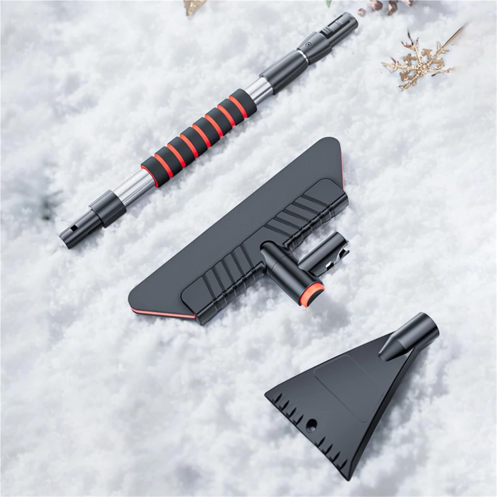 Generisch Raschietto retrattile 2 in 1, spazzola da neve rimovibile e raschietto con impugnatura ergonomica, strumento per la rimozione della neve per parabrezza