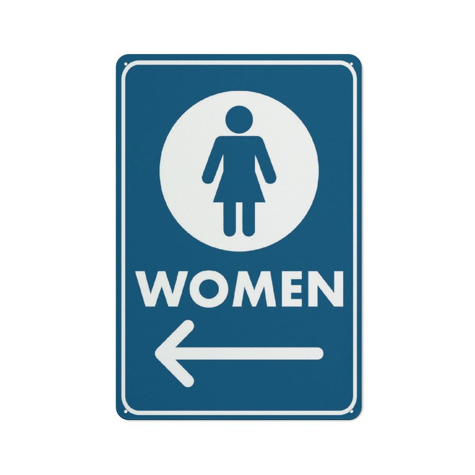 Women’s Toilet (Blue - Left Arrow) Sign, 8x12 Inch Rust-Free Aluminum Outdoor Metal Tin Sign for Home, Business, Yard