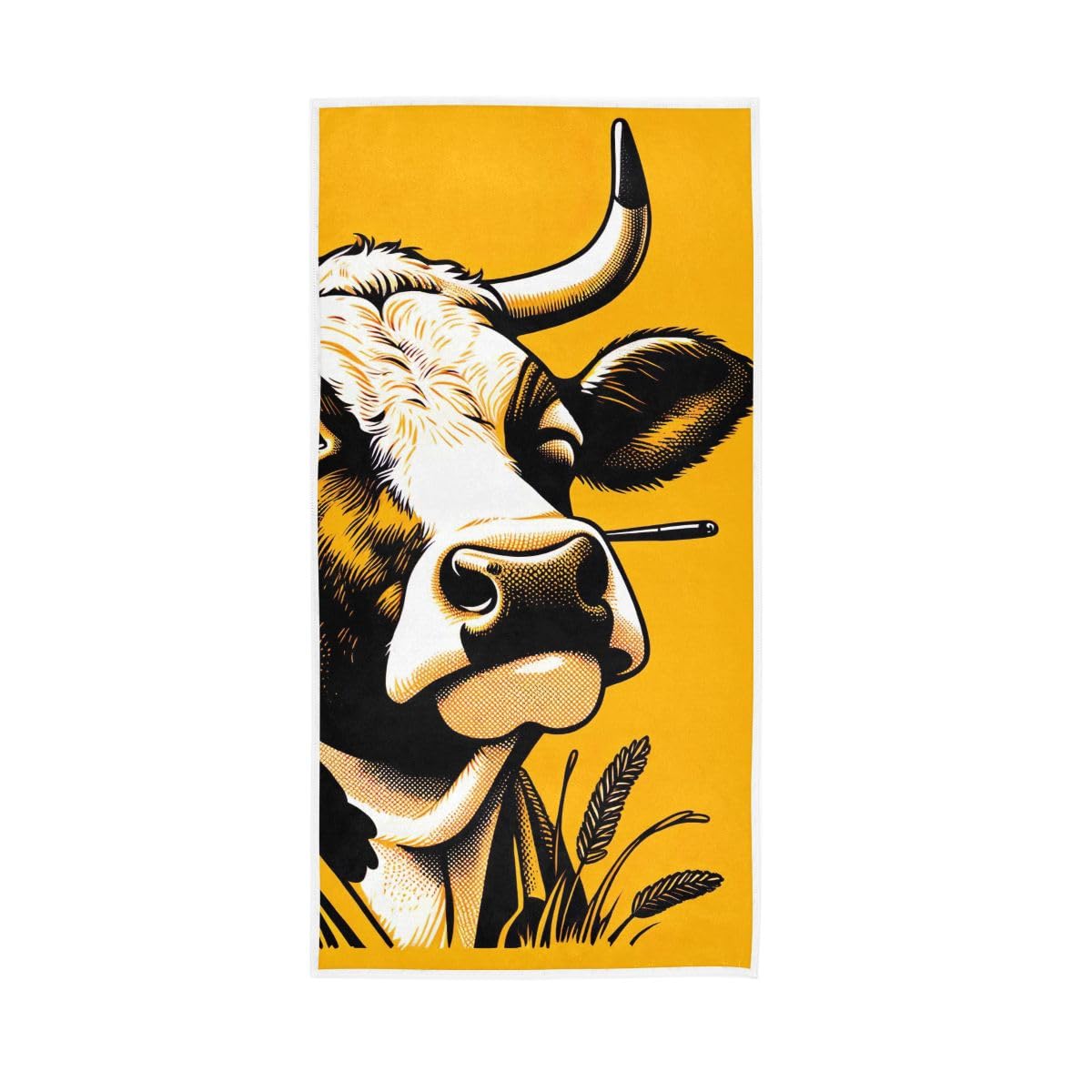 LSRCPD Cartoon Milk Cow Cool Pose Hand Towels and Washcloths for Bathroom, Hand Towels for Bathroom, Travel, Camp, Hotel, Spa 15 x 30 Inches