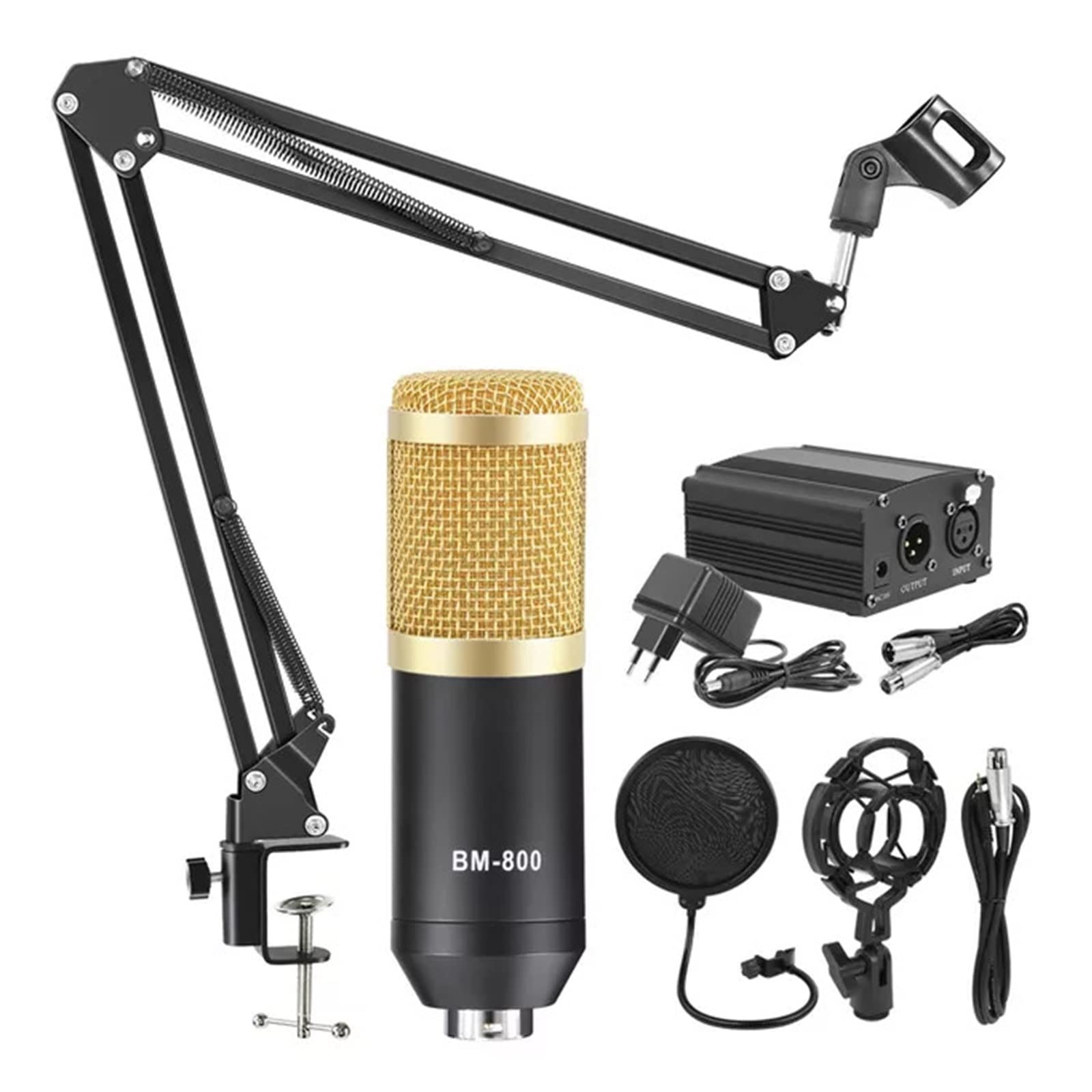 Microphone condensateur avec alimentation phantom et carte son V8 PC