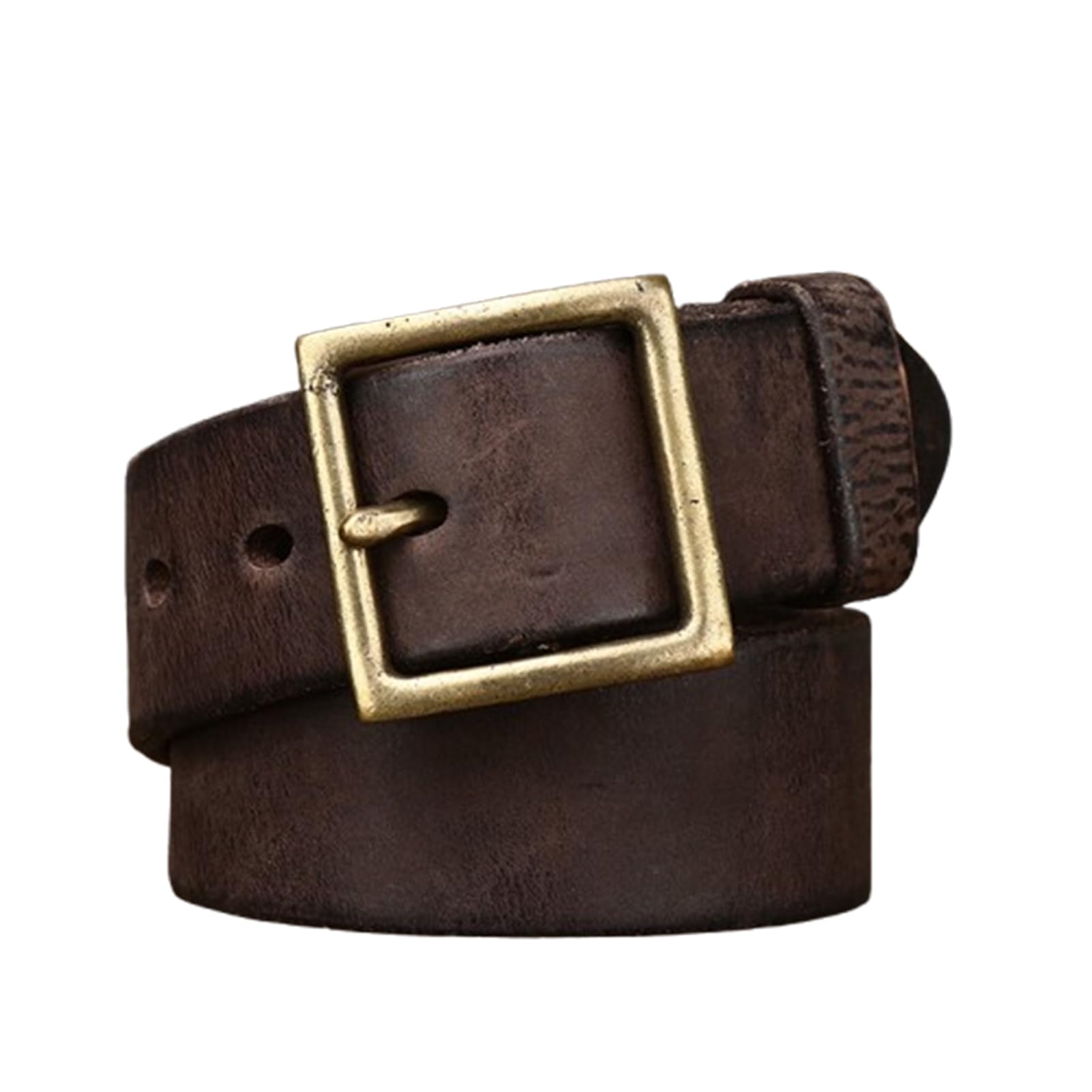 Uomo Donna Cintura in Pelle Vintage da 41 Mm Fibbia Quadrata Dorata Cowgirl Cowboy per Abito Jeans Country Concerto Outfit(105cm/41, Coffee)