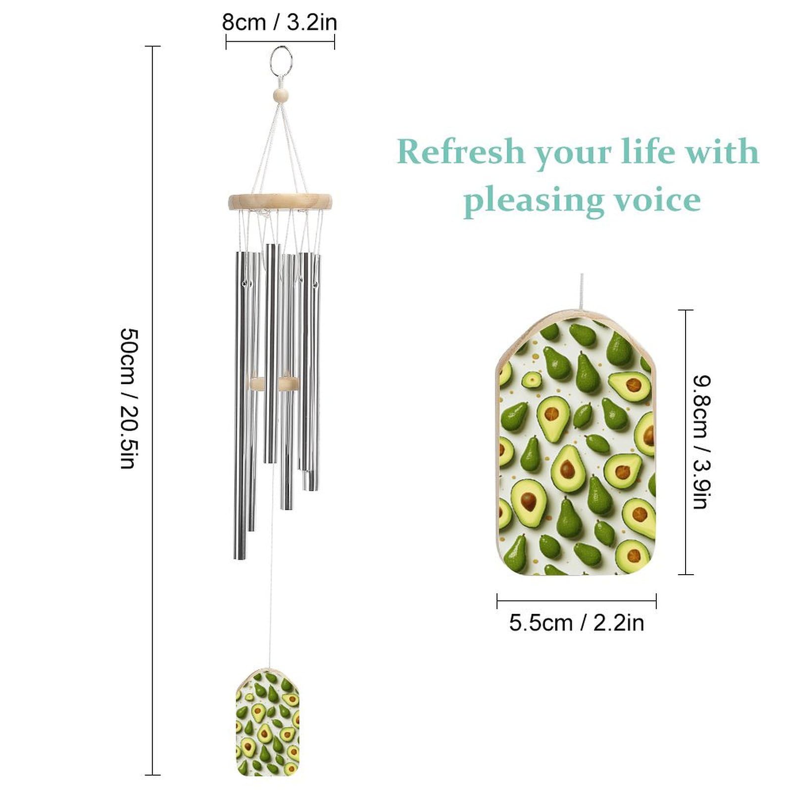 Outdoor Wind Chimes, White and Green Printed Wind Chimes,Simple Wind Chimes,Curtain Wind Chimes for Home Decoration