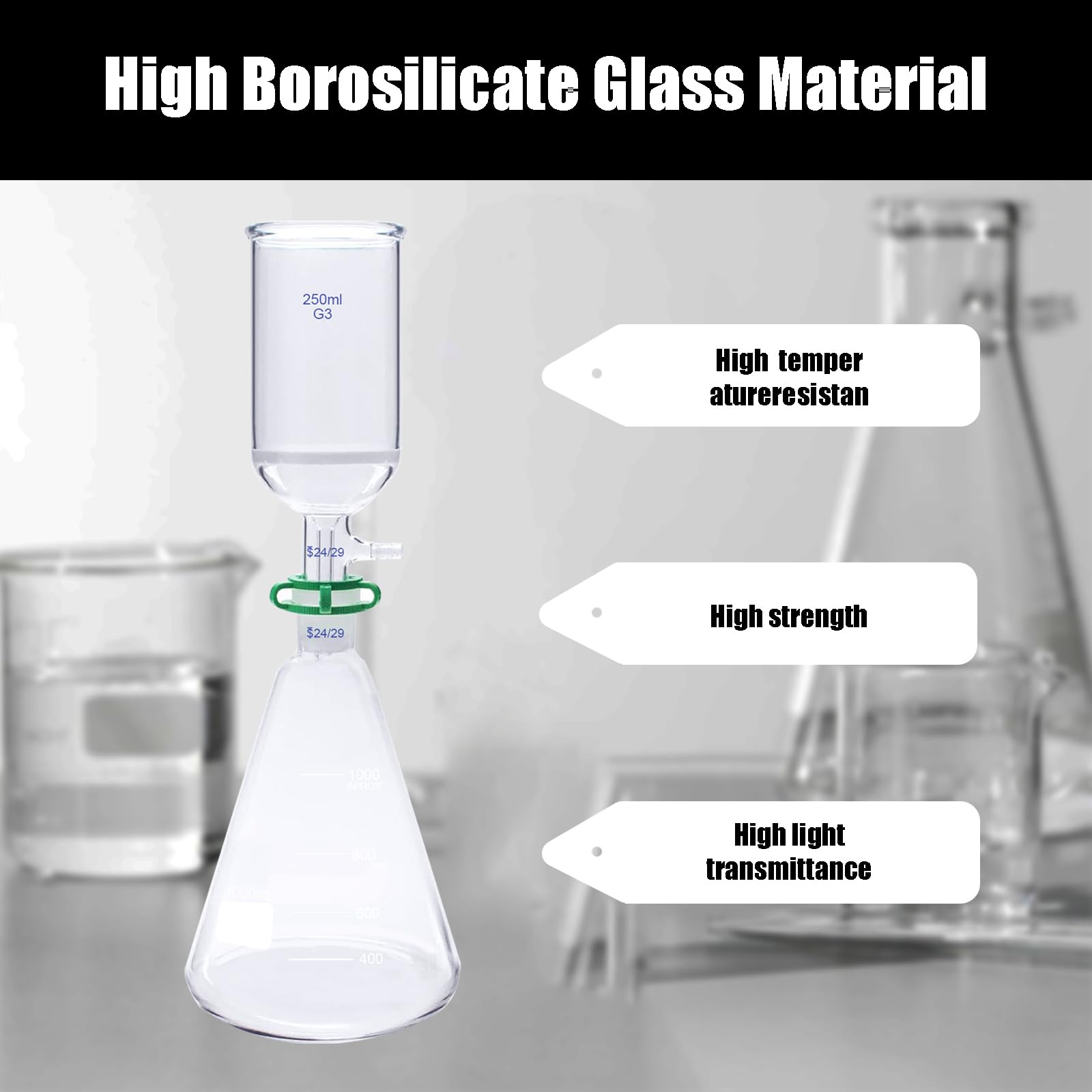 Scheikunde Buisje Naam G3 Lab Buchner Trechter Kit - Vacuümfiltratie Set Met Erlenmeyer Fles (1000ml) Buchner Filtration