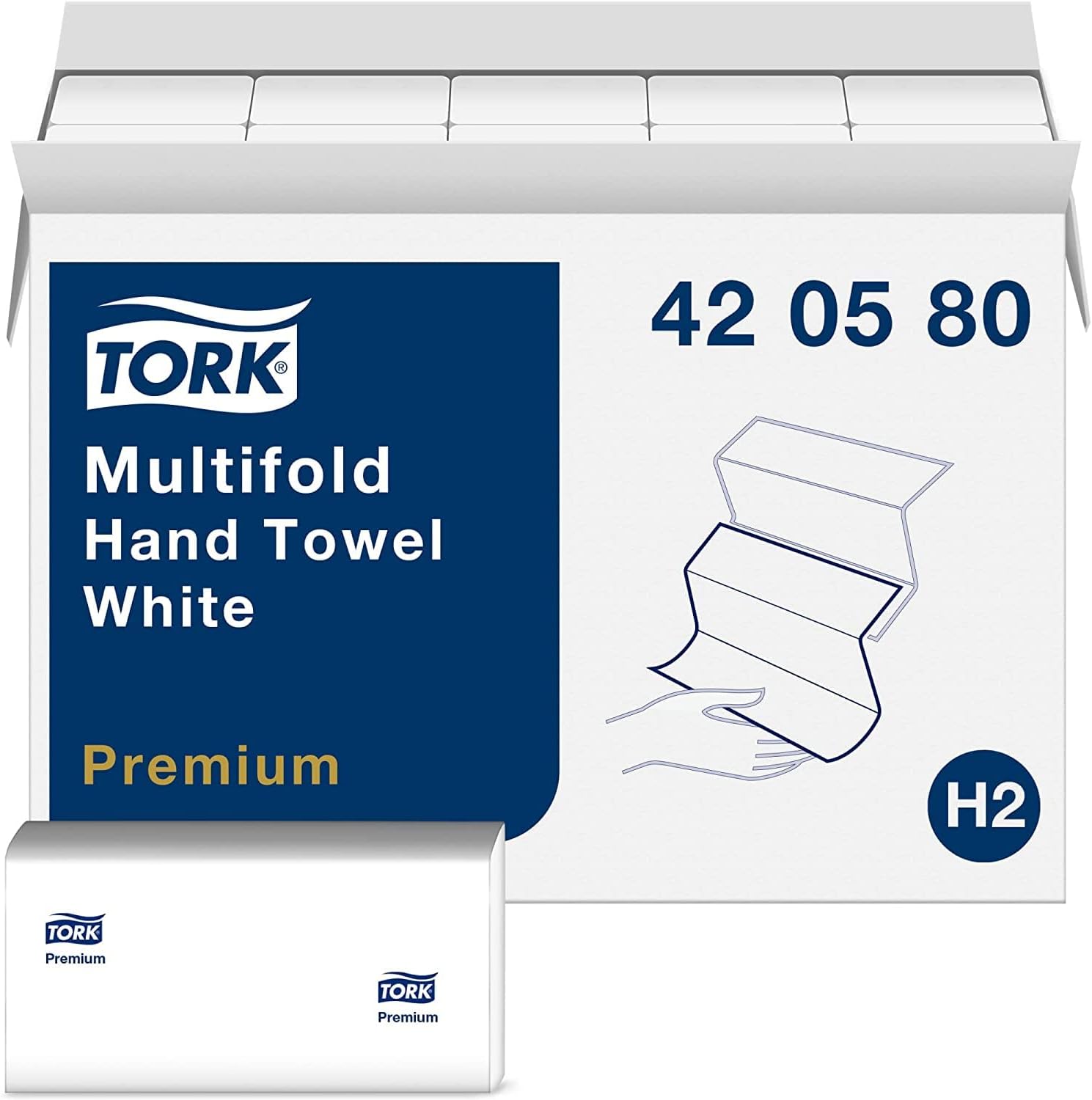 Tork マルチフォールドハンドタオル ホワイト プレミアム品質 1パックあたり250タオル 12パック H2タオルディスペンサー対応