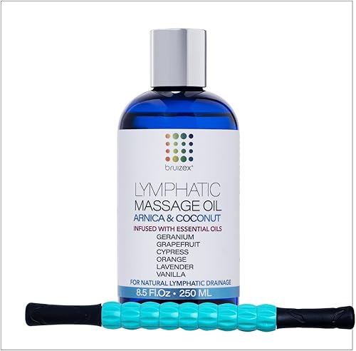 Aceite de masaje de drenaje linfático de coco árnica y rodillo de masaje post liposucción, para tratamiento de fibrosis, drenaje linfático manual y disponible en Yaxa Costa Rica